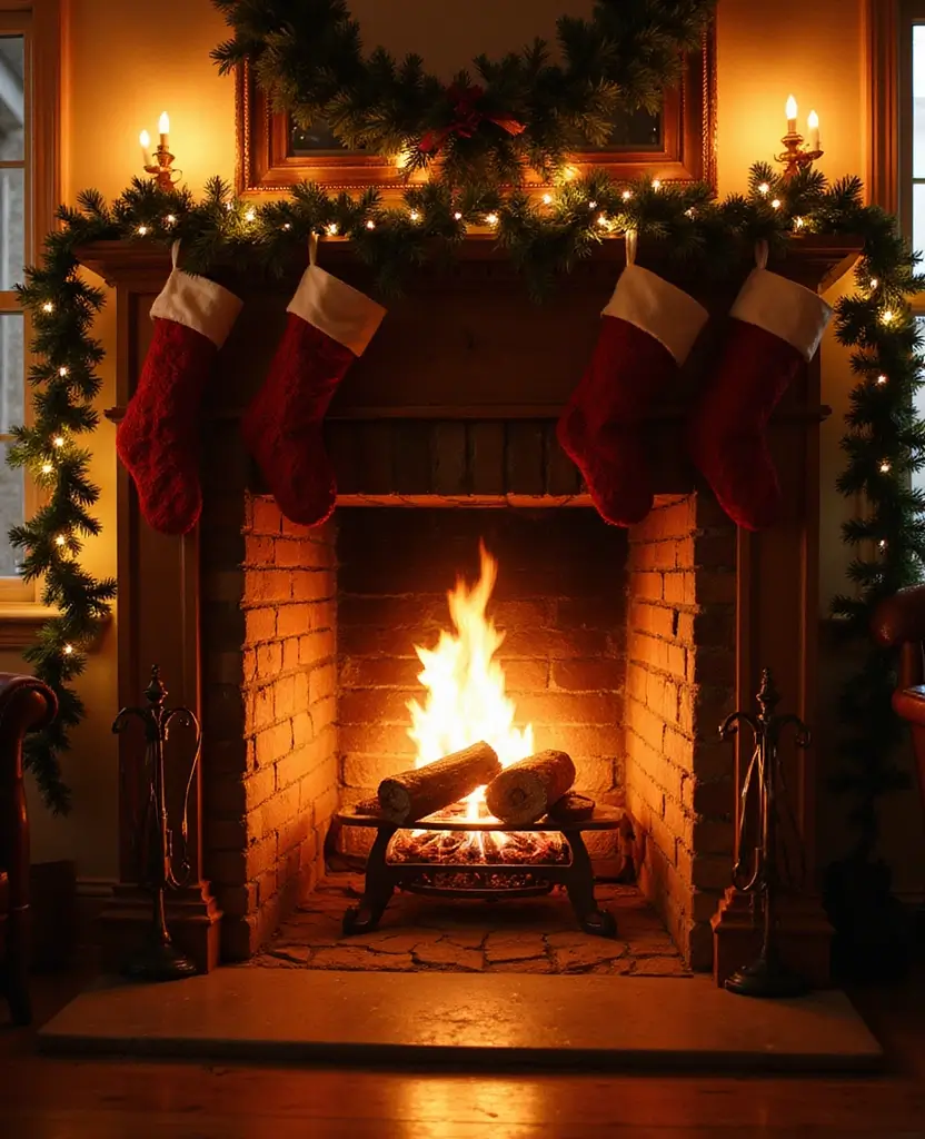 Transform Your Living Room: 15 Magical Christmas Decor Ideas You Can't Miss! 9 Transform Your Living Room: 15 Magical Christmas Decor Ideas You Can't Miss! - 2. Cozy Firelight Haven