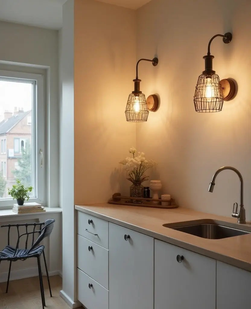 15 Budget-Friendly Kitchenette Lighting Ideas That Look Expensive (You Won't Believe #8!) 27 15 Budget-Friendly Kitchenette Lighting Ideas That Look Expensive (You Won't Believe #8!) - 6. Wall Sconces with Character