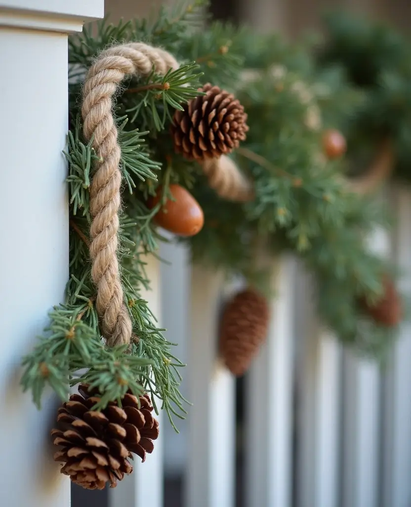 15 Eco-Friendly Front Porch Christmas Garland Ideas That Are Good for the Planet! 2 15 Eco-Friendly Front Porch Christmas Garland Ideas That Are Good for the Planet! - 1. Pine Cone and Twine Garland