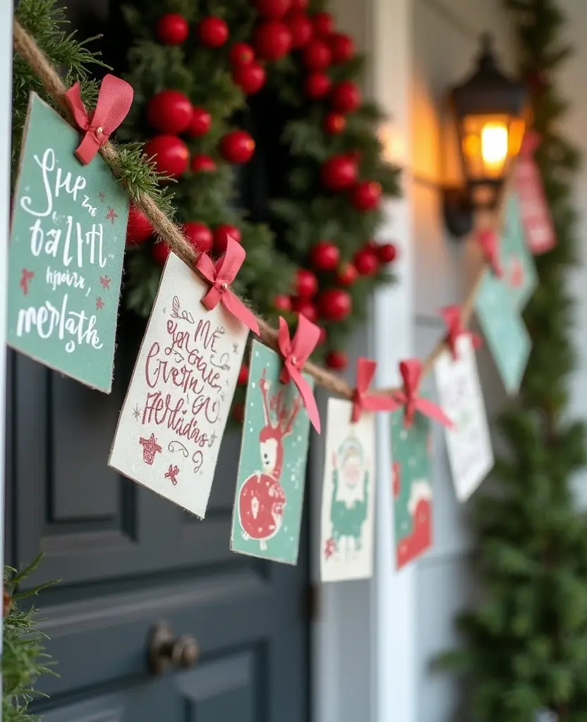 15 Eco-Friendly Front Porch Christmas Garland Ideas That Are Good for the Planet! 93 15 Eco-Friendly Front Porch Christmas Garland Ideas That Are Good for the Planet! - 14. Christmas Card Garland
