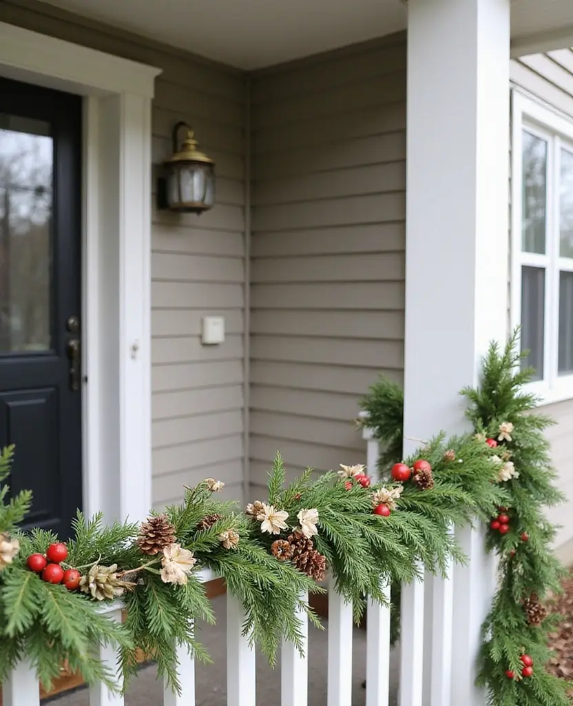 15 Eco-Friendly Front Porch Christmas Garland Ideas That Are Good for the Planet! 98 15 Eco-Friendly Front Porch Christmas Garland Ideas That Are Good for the Planet! - 15. Flower and Herb Garland