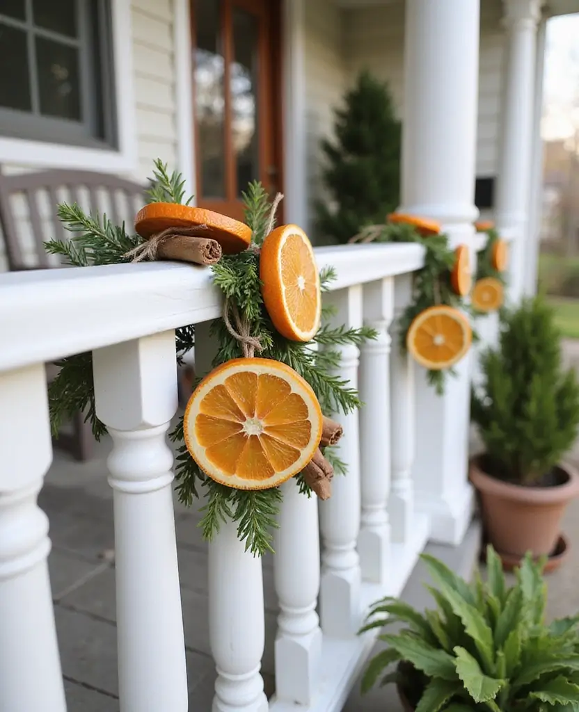 15 Eco-Friendly Front Porch Christmas Garland Ideas That Are Good for the Planet! 7 15 Eco-Friendly Front Porch Christmas Garland Ideas That Are Good for the Planet! - 2. Dried Orange Slice Garland