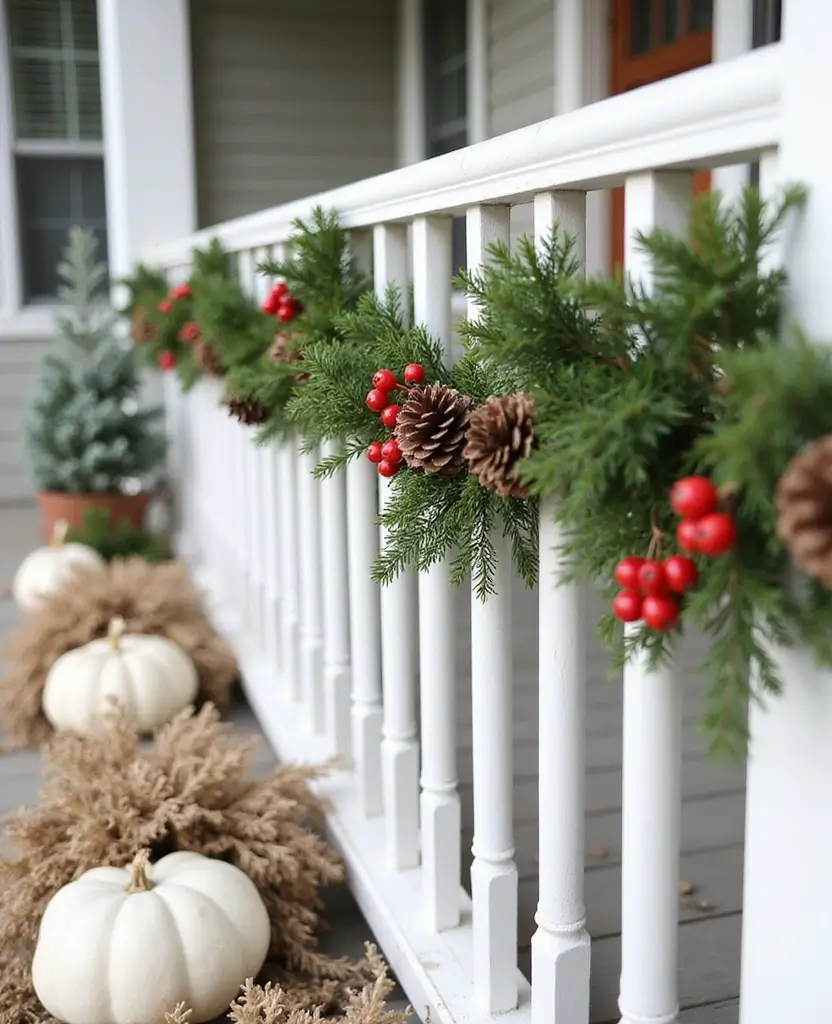 15 Eco-Friendly Front Porch Christmas Garland Ideas That Are Good for the Planet! 35 15 Eco-Friendly Front Porch Christmas Garland Ideas That Are Good for the Planet! - 6. Berry and Pinecone Garland