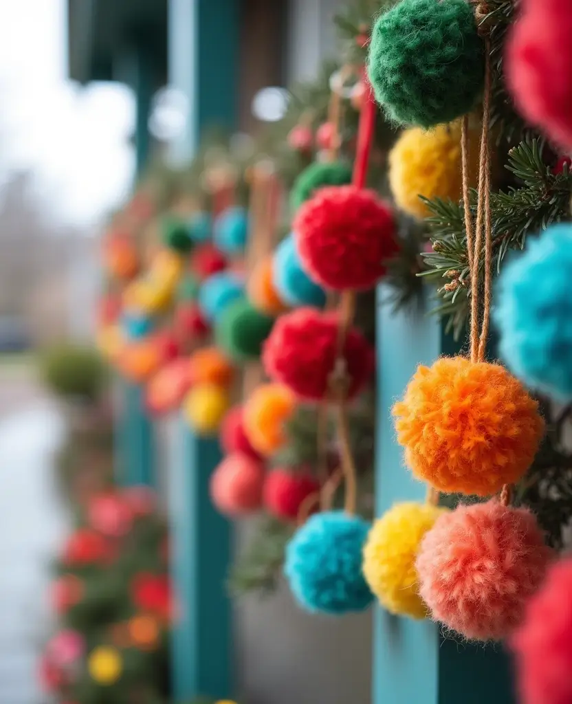 15 Eco-Friendly Front Porch Christmas Garland Ideas That Are Good for the Planet! 58 15 Eco-Friendly Front Porch Christmas Garland Ideas That Are Good for the Planet! - 9. Felt Ball Garland