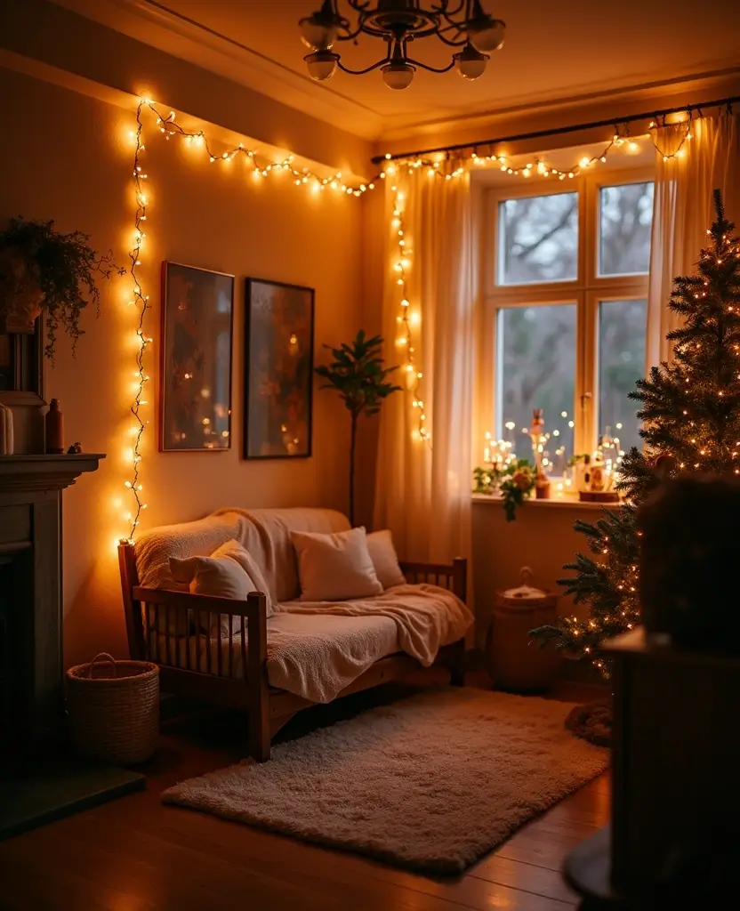 15 Festive Home Decor Ideas for New Year 2026 That Will Spark Joy! 30 15 Festive Home Decor Ideas for New Year 2026 That Will Spark Joy! - 5. Twinkling Fairy Lights