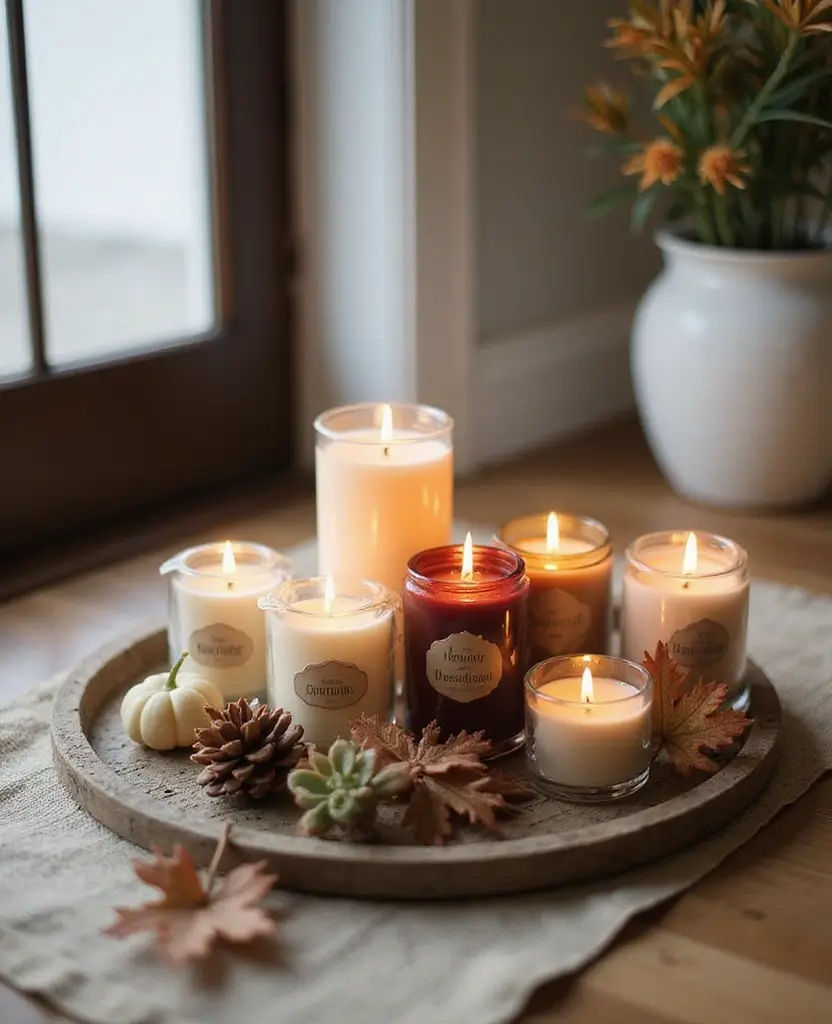 15 Stunning Christmas Entryway Decorations for Every Style! - 11. Seasonal Scented Candles