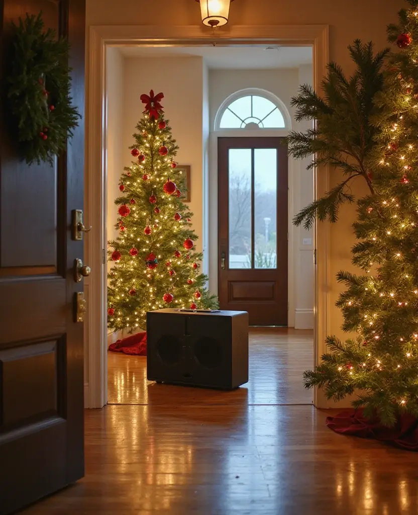 15 Stunning Christmas Entryway Decorations for Every Style! - 14. Cheerful Holiday Music