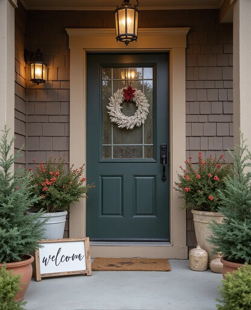 15 Stunning Christmas Entryway Decorations for Every Style! - 15. Warm Welcome Signs