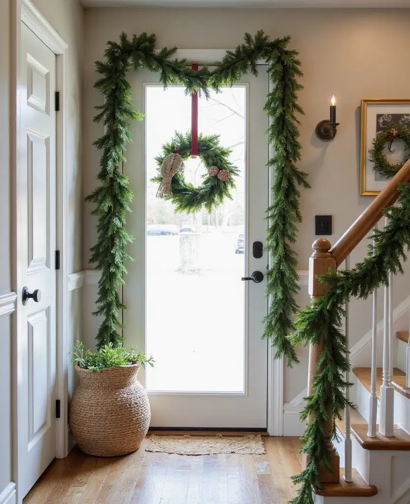 15 Stunning Christmas Entryway Decorations for Every Style! - 9. Garland Galore