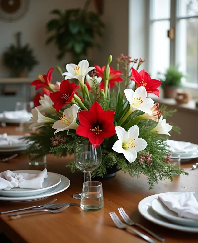 15 Traditional Christmas Dining Table Decorations That’ll Bring Back Holiday Memories! - 12. Seasonal Floral Arrangements