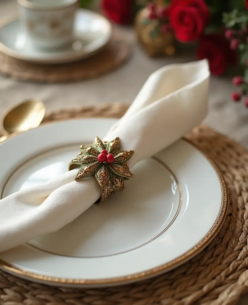 15 Traditional Christmas Dining Table Decorations That’ll Bring Back Holiday Memories! - 13. Holiday-Themed Napkin Rings