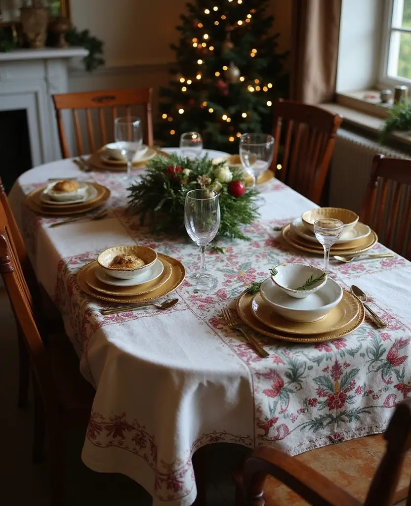 19 Adorable Vintage Kitchenette Christmas Decor Ideas Under $50 (You Won't Believe #3!) - 5. Vintage Tablecloths