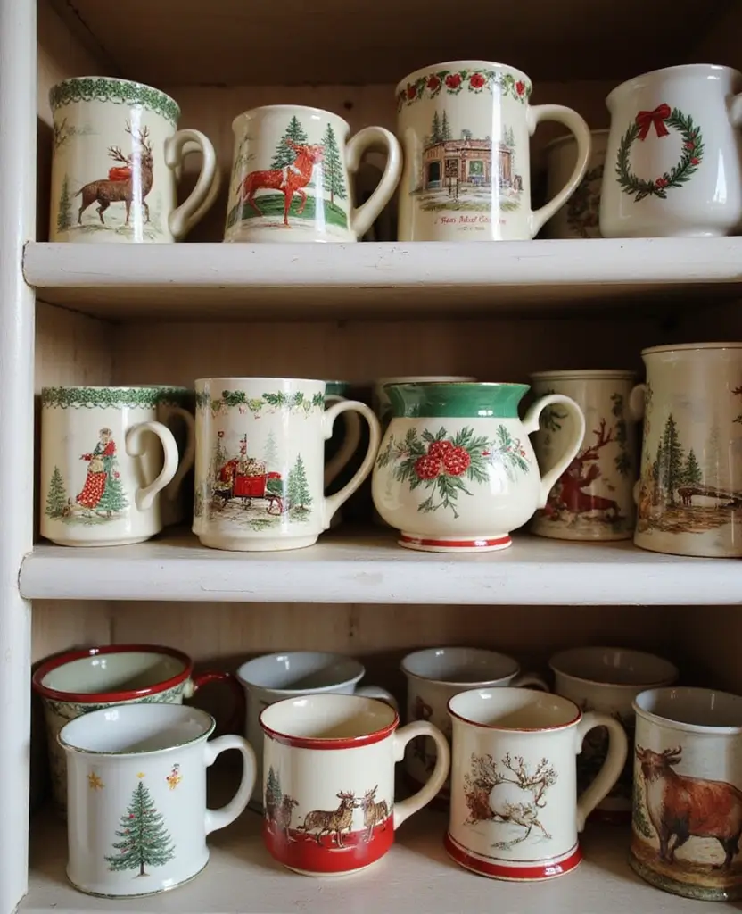 19 Adorable Vintage Kitchenette Christmas Decor Ideas Under $50 (You Won't Believe #3!) - 8. Festive Mug Collection