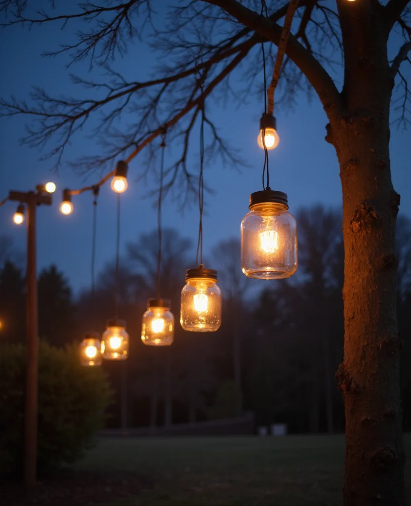 19 Affordable DIY Christmas Lighting Ideas That Look Expensive (But Don’t Break the Bank!) 88 19 Affordable DIY Christmas Lighting Ideas That Look Expensive (But Don’t Break the Bank!) - 13. Hanging Light Jars