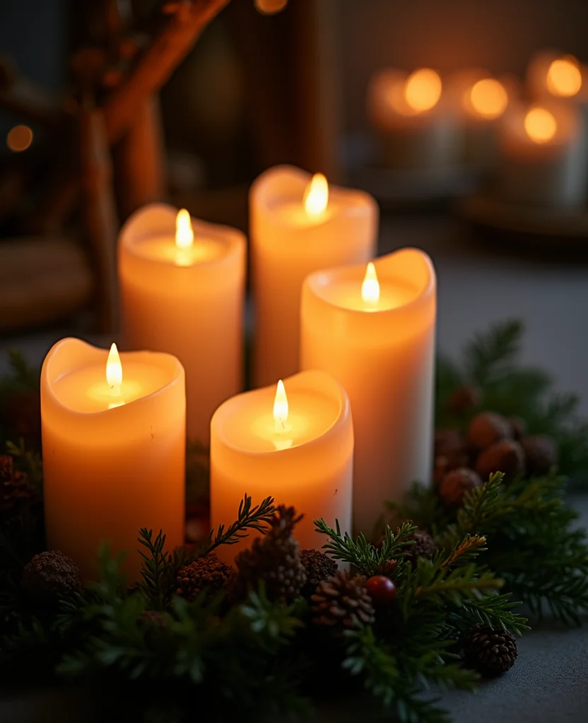 19 Affordable DIY Christmas Lighting Ideas That Look Expensive (But Don’t Break the Bank!) 95 19 Affordable DIY Christmas Lighting Ideas That Look Expensive (But Don’t Break the Bank!) - 14. Electric Candle Displays