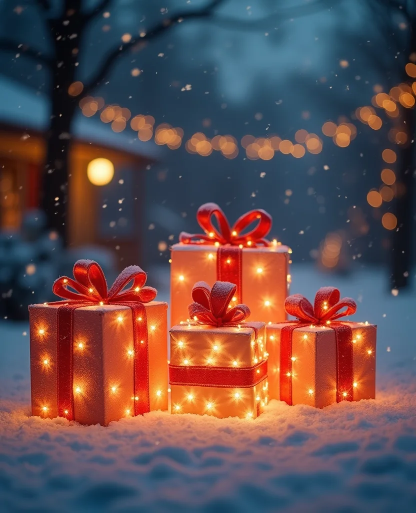 19 Affordable DIY Christmas Lighting Ideas That Look Expensive (But Don’t Break the Bank!) 23 19 Affordable DIY Christmas Lighting Ideas That Look Expensive (But Don’t Break the Bank!) - 4. Light-Up Gift Boxes