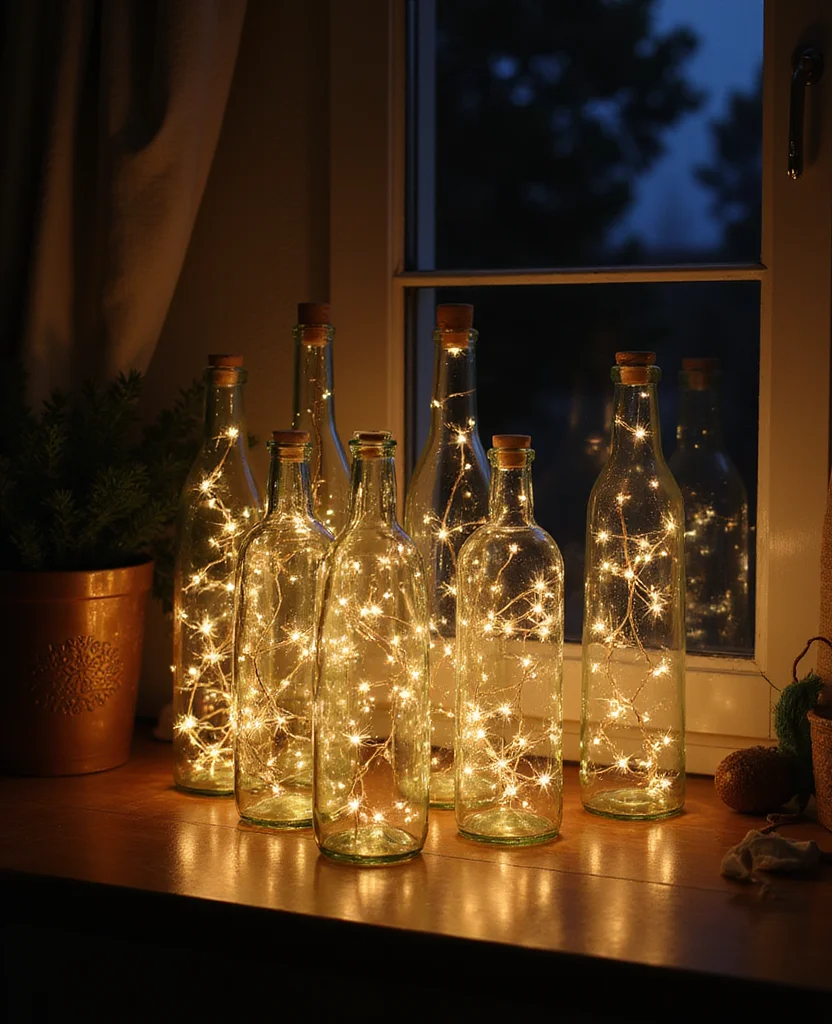19 Affordable DIY Christmas Lighting Ideas That Look Expensive (But Don’t Break the Bank!) 37 19 Affordable DIY Christmas Lighting Ideas That Look Expensive (But Don’t Break the Bank!) - 6. Fairy Light Bottles