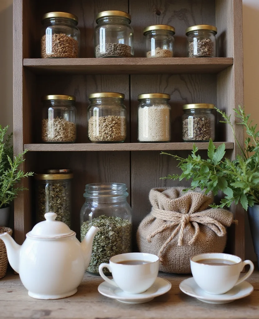 19 Apothecary Kitchen Ideas That Will Transform Your Cooking Space into a Herbal Haven! - 13. DIY Herbal Tea Station