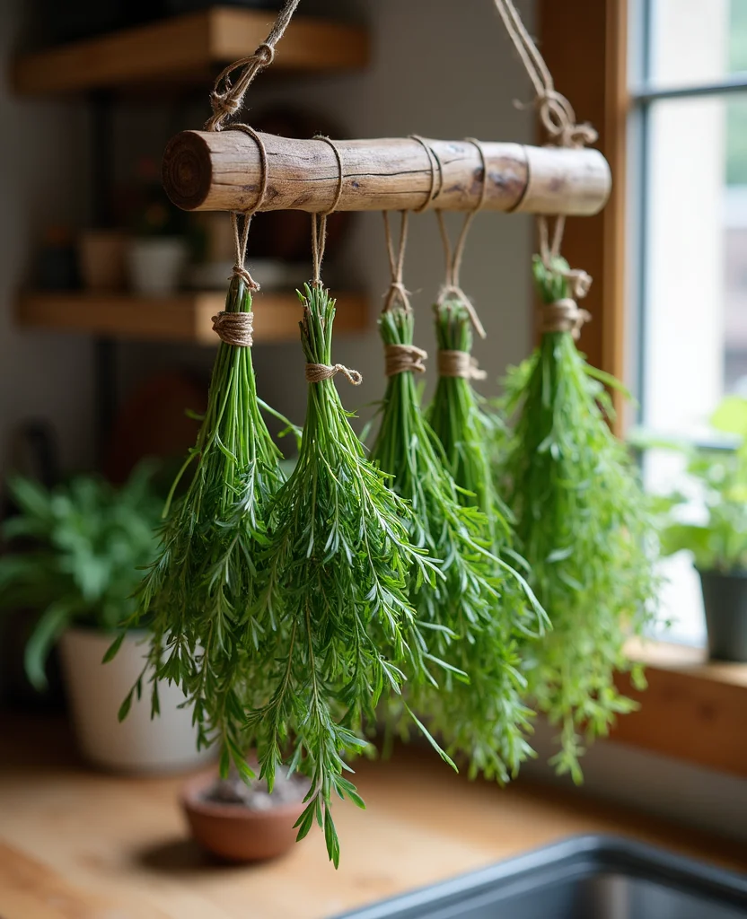 19 Apothecary Kitchen Ideas That Will Transform Your Cooking Space into a Herbal Haven! - 3. DIY Herb Drying Rack