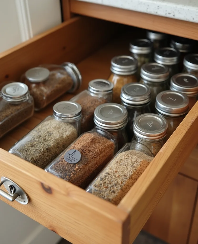 19 Apothecary Kitchen Ideas That Will Transform Your Cooking Space into a Herbal Haven! - 4. Spice Drawer Organizer