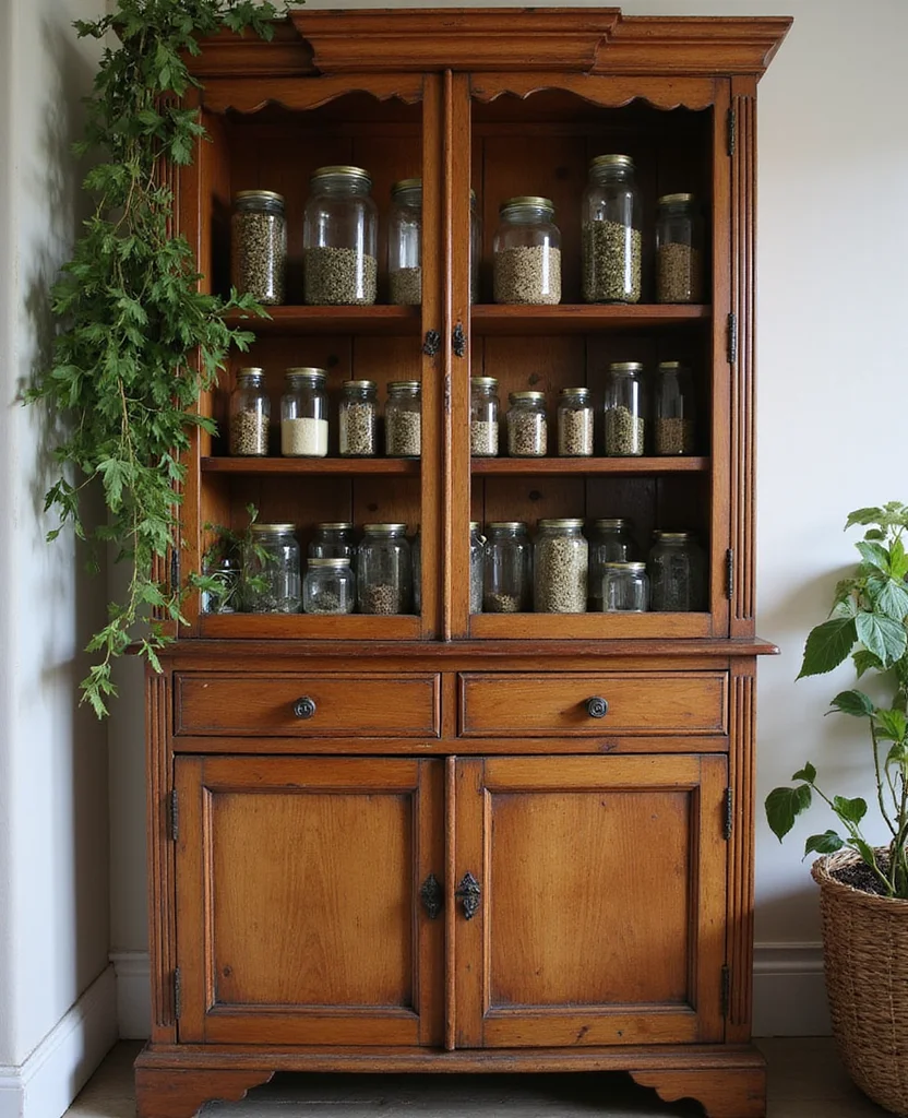 19 Apothecary Kitchen Ideas That Will Transform Your Cooking Space into a Herbal Haven! - 5. Vintage Apothecary Cabinet