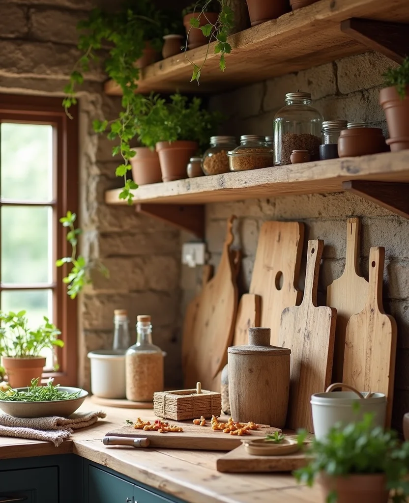 19 Apothecary Kitchen Ideas That Will Transform Your Cooking Space into a Herbal Haven! - 9. Natural Wood Elements