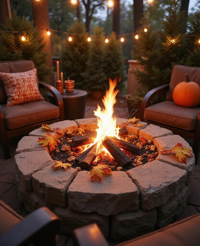 19 Backyard Fire Pit Lounge Ideas That'll Turn Your Yard into a Cozy Oasis (You Won't Believe #7!) - 18. Seasonal Fire Pit Decor
