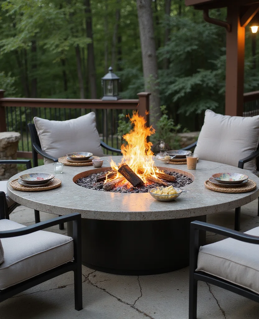 19 Backyard Fire Pit Lounge Ideas That'll Turn Your Yard into a Cozy Oasis (You Won't Believe #7!) - 8. Fire Pit with a Dining Table