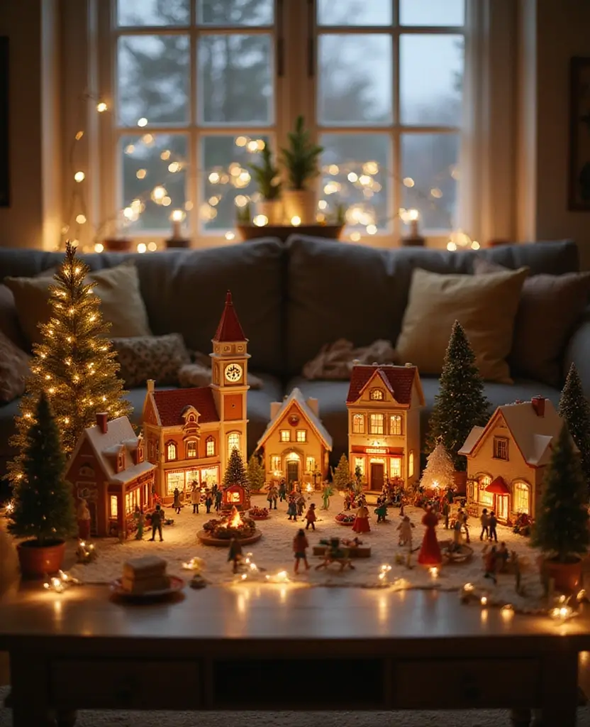 19 Best Christmas Decor Ideas for Your Living Room That Will Dazzle Your Guests! 111 19 Best Christmas Decor Ideas for Your Living Room That Will Dazzle Your Guests! - 16. Colorful Christmas Village Displays