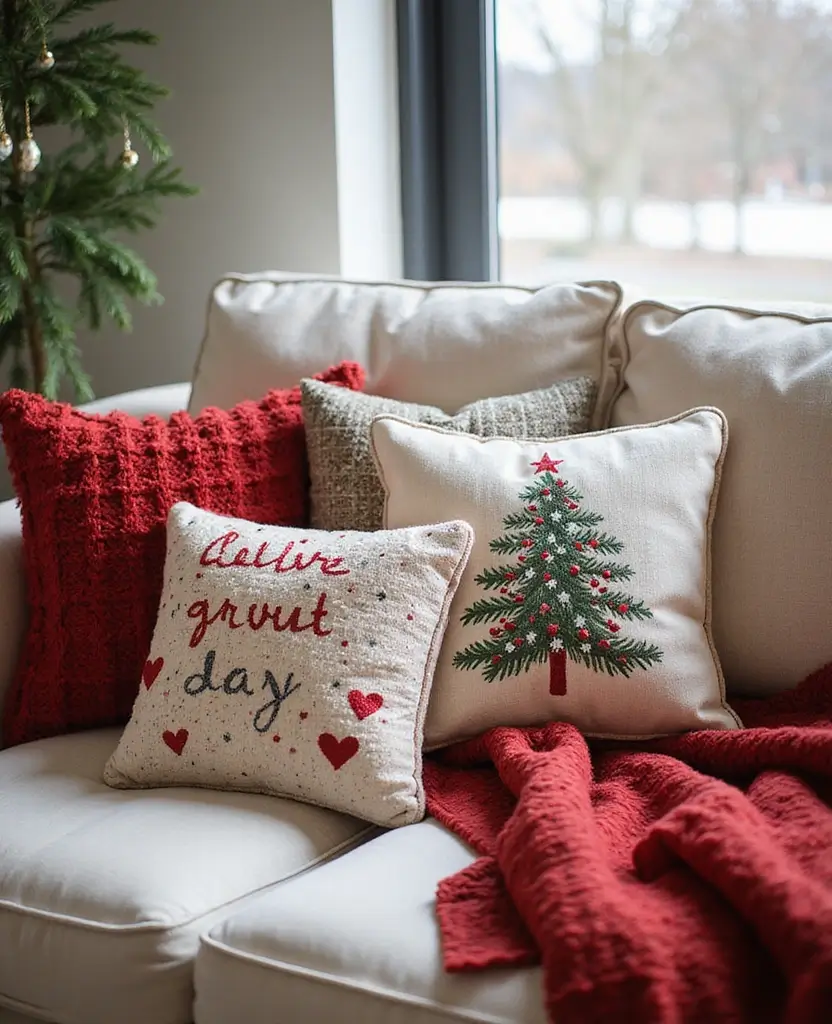 19 Best Christmas Decor Ideas for Your Living Room That Will Dazzle Your Guests! 9 19 Best Christmas Decor Ideas for Your Living Room That Will Dazzle Your Guests! - 2. Festive Throw Pillows