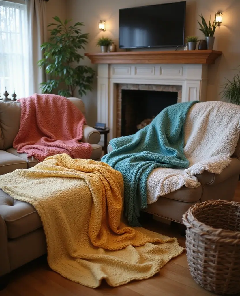 19 Best Christmas Decor Ideas for Your Living Room That Will Dazzle Your Guests! 30 19 Best Christmas Decor Ideas for Your Living Room That Will Dazzle Your Guests! - 5. Cozy Blankets and Throws