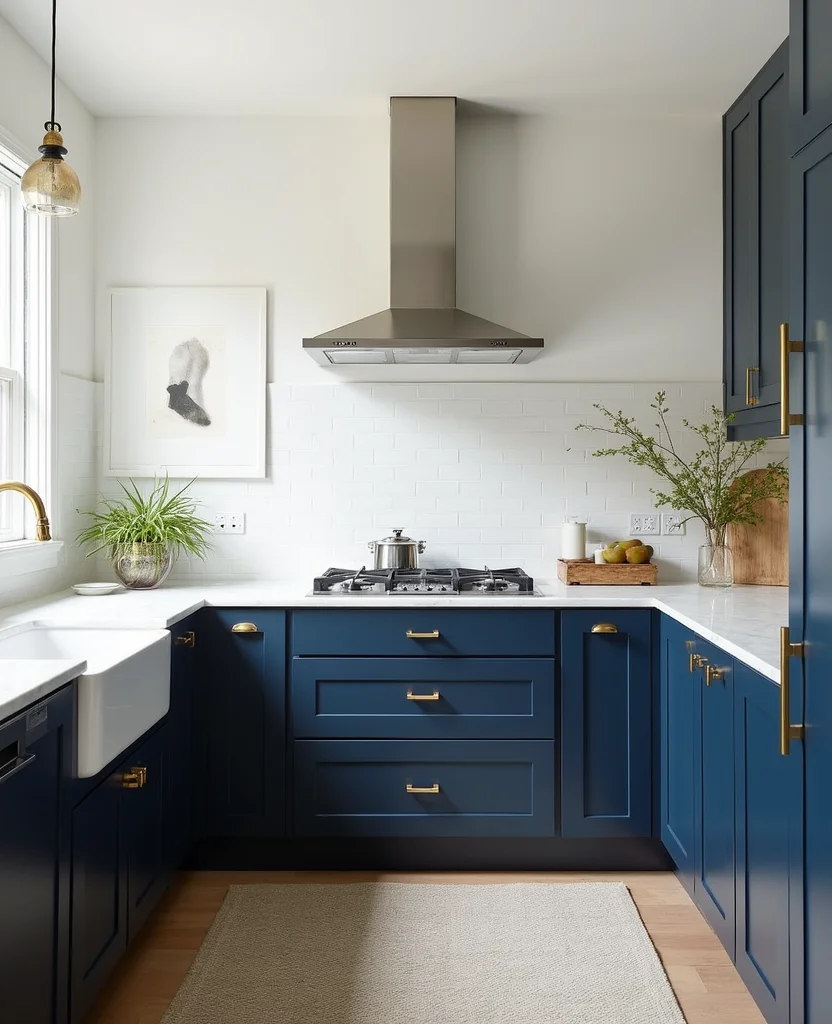 19 Bold Blue Kitchen Cabinet Ideas to Refresh Your Home (You Won't Believe #7!) - 1. Navy Elegance