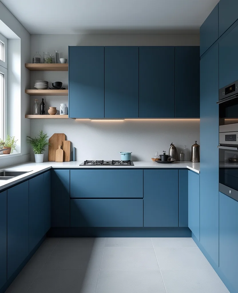 19 Bold Blue Kitchen Cabinet Ideas to Refresh Your Home (You Won't Believe #7!) - 11. Monochromatic Magic
