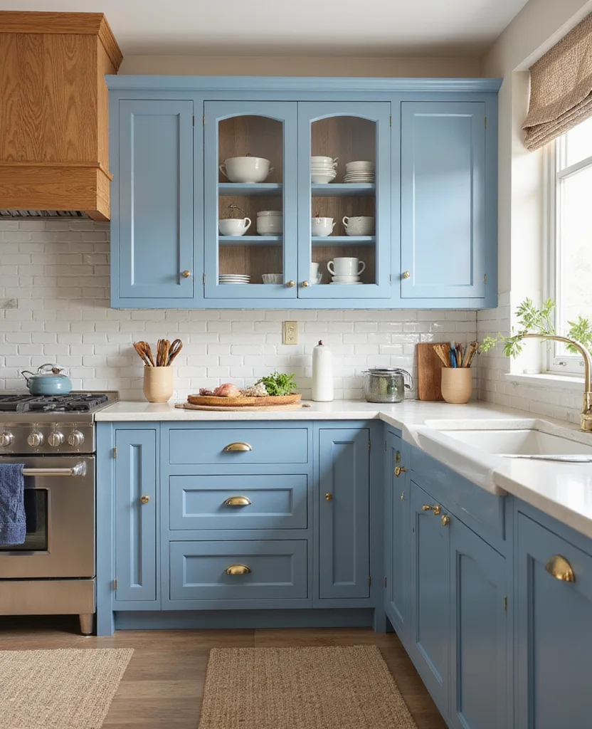 19 Bold Blue Kitchen Cabinet Ideas to Refresh Your Home (You Won't Believe #7!) - 19. Classic Blue for Timeless Appeal