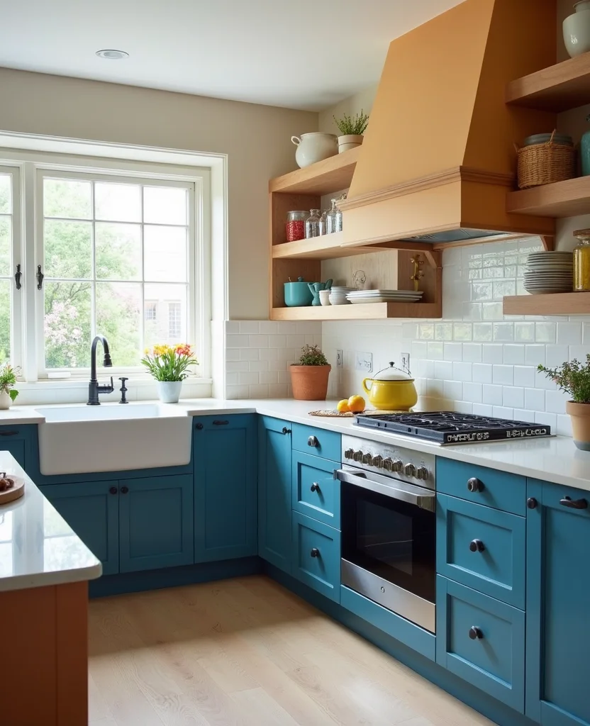 19 Bold Blue Kitchen Cabinet Ideas to Refresh Your Home (You Won't Believe #7!) - 5. Two-Tone Meets Blue