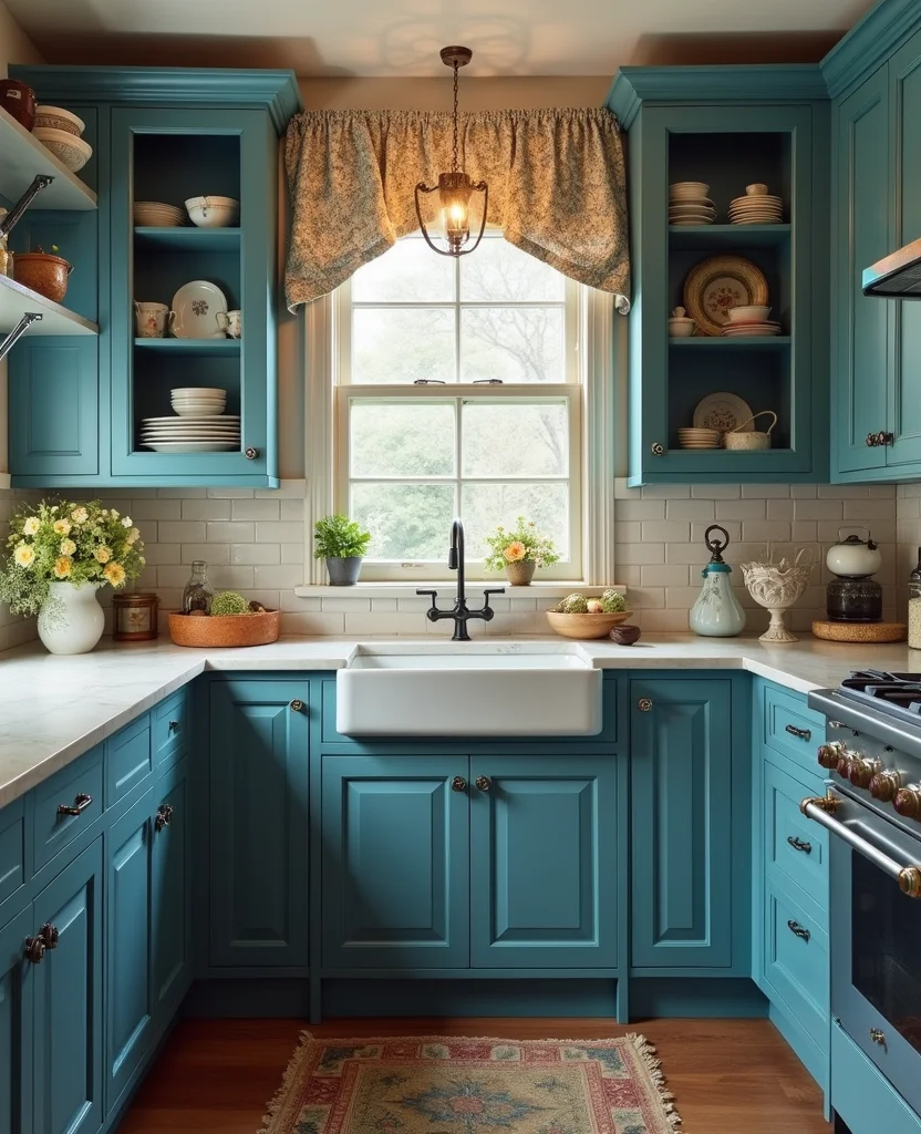 19 Bold Blue Kitchen Cabinet Ideas to Refresh Your Home (You Won't Believe #7!) - 6. Vintage Vibes