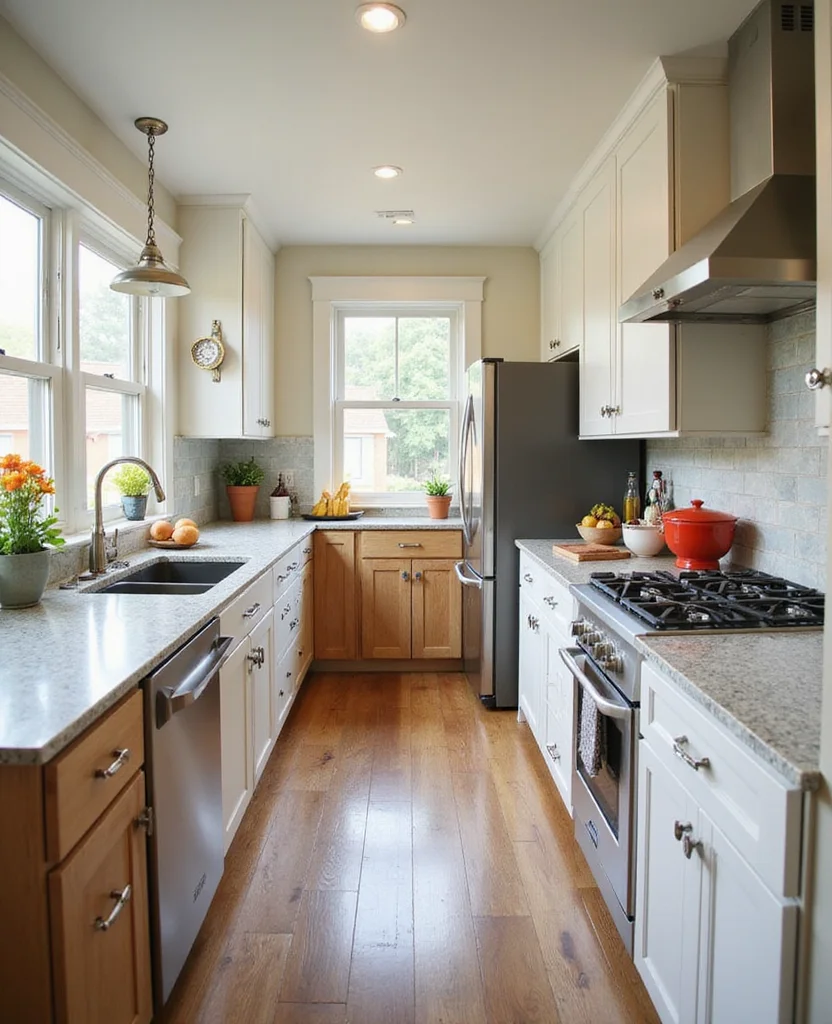 19 Clever Galley Kitchen Layouts That Will Transform Your Space (You'll Love #15!) - 13. Family-Friendly Design