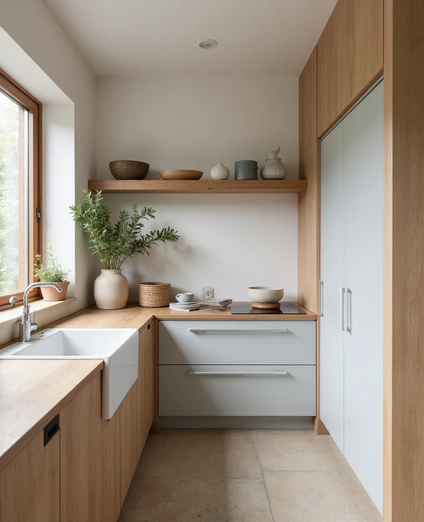19 Clever Galley Kitchen Layouts That Will Transform Your Space (You'll Love #15!) - 16. Zen-Inspired Kitchen