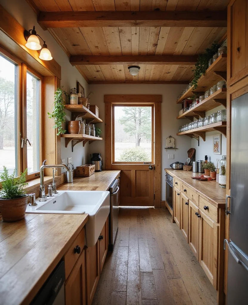 19 Clever Galley Kitchen Layouts That Will Transform Your Space (You'll Love #15!) - 2. Rustic Farmhouse Charm