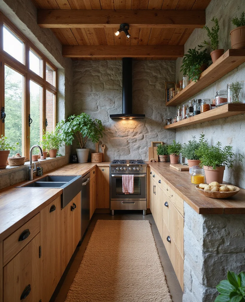 19 Clever Galley Kitchen Layouts That Will Transform Your Space (You'll Love #15!) - 4. Earthy Tones and Textures