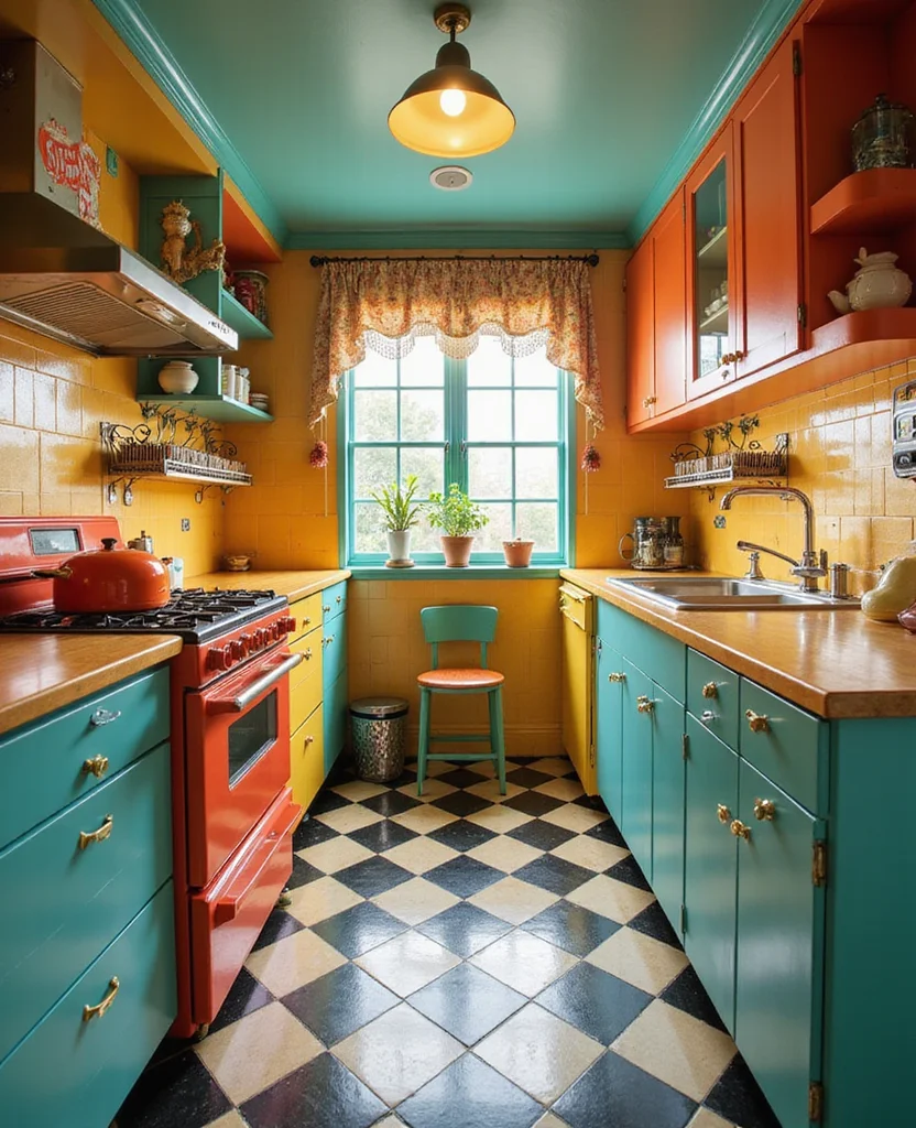 19 Clever Galley Kitchen Layouts That Will Transform Your Space (You'll Love #15!) - 5. Retro Revival