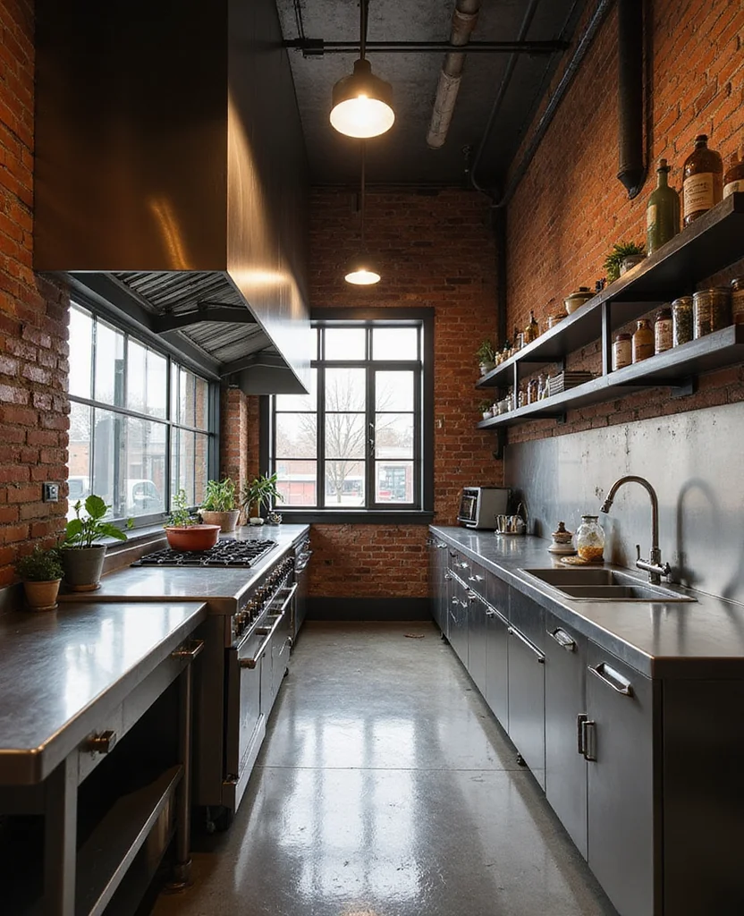 19 Clever Galley Kitchen Layouts That Will Transform Your Space (You'll Love #15!) - 6. Industrial Chic