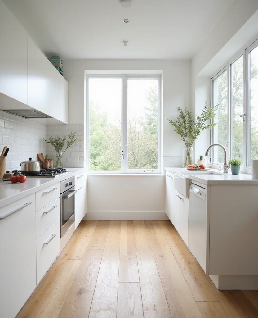 19 Clever Galley Kitchen Layouts That Will Transform Your Space (You'll Love #15!) - 7. Bright and Airy