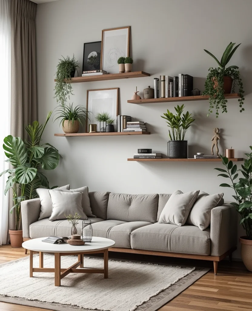 19 Contemporary Living Room Ideas That'll Make You Want to Redecorate ASAP! 124 19 Contemporary Living Room Ideas That'll Make You Want to Redecorate ASAP! - 18. Open Shelving