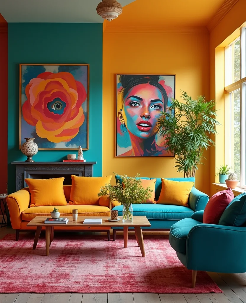 19 Contemporary Living Room Ideas That'll Make You Want to Redecorate ASAP! 37 19 Contemporary Living Room Ideas That'll Make You Want to Redecorate ASAP! - 6. Bright and Bold Colors