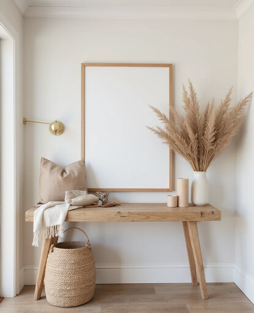 19 Cozy Christmas Entryway Table Decor Ideas for a Warm Welcome! 111 19 Cozy Christmas Entryway Table Decor Ideas for a Warm Welcome! - 16. Warm and Cozy Neutral Palette