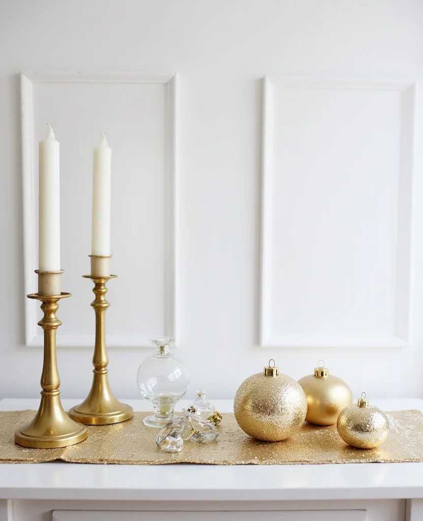 19 Cozy Christmas Entryway Table Decor Ideas for a Warm Welcome! 9 19 Cozy Christmas Entryway Table Decor Ideas for a Warm Welcome! - 2. Elegant Gold and White Accents