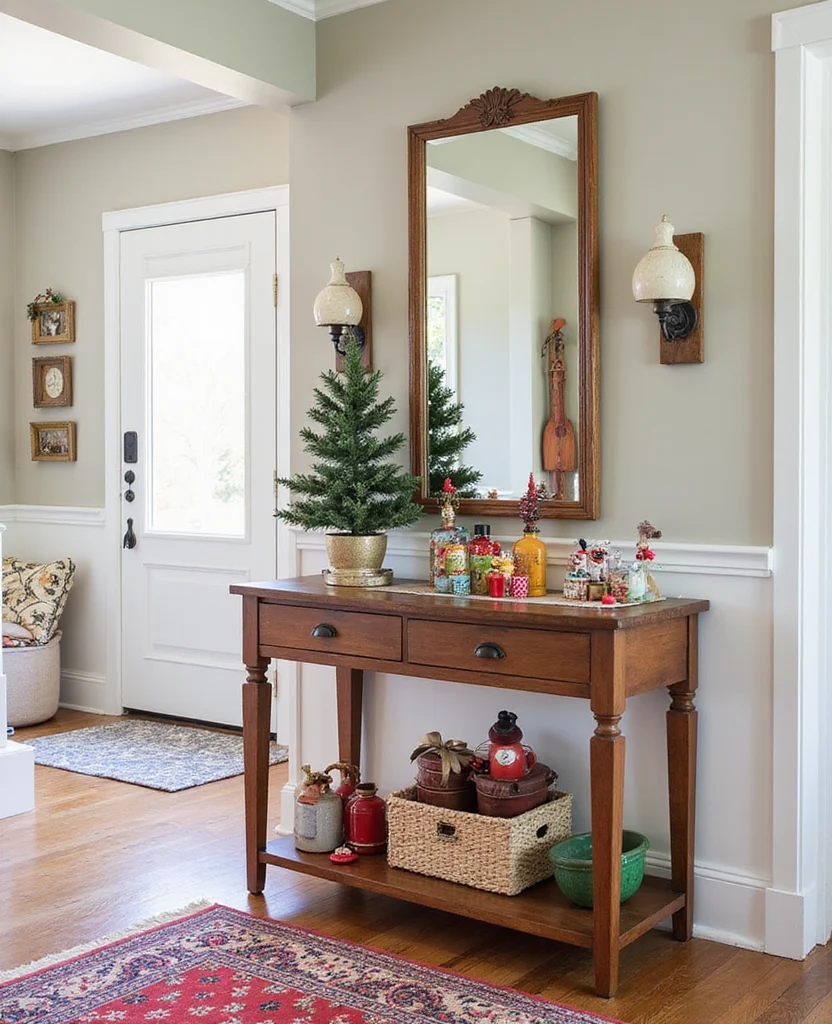19 Cozy Christmas Entryway Table Decor Ideas for a Warm Welcome! 23 19 Cozy Christmas Entryway Table Decor Ideas for a Warm Welcome! - 4. Whimsical and Fun Decorations