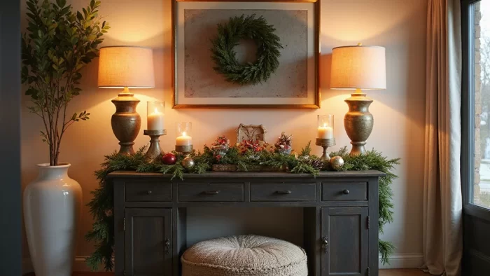 19 Cozy Christmas Entryway Table Decor Ideas for a Warm Welcome!