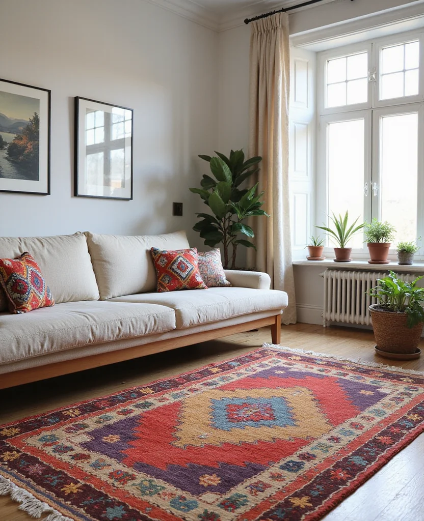 19 Cozy Living Room Carpet ideas That'll Make You Feel Right at Home (You Won't Believe #7!) 67 19 Cozy Living Room Carpets That'll Make You Feel Right at Home (You Won't Believe #7!) - 10. Colorful Kilim Rugs